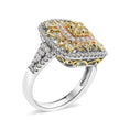 Load image into Gallery viewer, 14K Tri-Toned Gold 1.00 Cttw Yellow Diamond Halo and Milgrain Cocktail Cluster Ring (Yellow/G-H Color, SI1-SI2 Clarity) - Ring Size 7