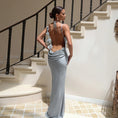 Load image into Gallery viewer, Women's Backless Flower Satin Dress