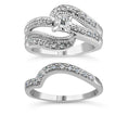 Load image into Gallery viewer, .925 Sterling Silver 1/3 Cttw Round Diamond Crisscross Engagement Ring Bridal Set (H-I Color, I1-I2 Clarity )