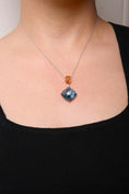 Load image into Gallery viewer, 18K White and Yellow Gold Diamond Accent and Yellow Citrine and Sky Blue Topaz Gemstone Dangle Drop 18" Pendant Necklace (G-H Color, SI1-SI2 Clarity)