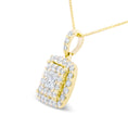 Load image into Gallery viewer, 14K Yellow Gold 1/2 Cttw Round and Princess-Cut Diamond Double Halo 18" Pendant Necklace (H-I Color, SI2-I1 Clarity)