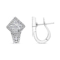 Load image into Gallery viewer, 18K White Gold 1 1/10 Cttw Round Diamond Cluster with Halo Hoop Huggie Earring (F-G Color, VS1-VS2 Clarity)