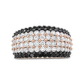 Load image into Gallery viewer, 18K Rose Gold 2 1/5 Cttw Black and White Diamond 6 Row Band Ring (F-G and Black Color, VS1-VS2 Clarity)
