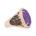 Load image into Gallery viewer, 18K Rose Gold 18x13 MM Oval Cut Purplse Amethyst and 1.00 Cttw Diamond Cocktail Ring (Champagne and F-G Color, VS1-VS2 Clarity)