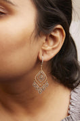 Load image into Gallery viewer, 14K White and Rose Gold 2 1/2 Cttw Diamond Curved Rhombus Shape Drop and Chandelier Style Dangle Earring (J-K Color, I2-I3 Clarity)