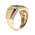 Load image into Gallery viewer, Men's 10K Yellow Gold 1 1/2 Cttw White and Black Treated Diamond Cluster Ring (Black / I-J Color, I2-I3 Clarity)