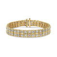 Load image into Gallery viewer, 14K Yellow Gold 8.00 Cttw Prong Set Round-Cut Diamond Art Deco Style Two Row Square Frame Link Tennis Bracelet (J-K Color, I1-I2 Clarity) - Size 7.25"