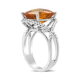 Load image into Gallery viewer, 14K White Gold 12mm Cushion Cut Yellow Citrine Gemstone and 1/3 Cttw Round Pave-Set Diamond Ring - (H-I Color, VS1-VS2 Clarity)
