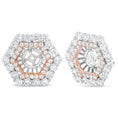 Load image into Gallery viewer, 14K Rose and White Gold 1 7/8 Cttw Round Diamond Double Halo Earring Jacket for 6mm Round Studs (G-H Color, VS2-SI1 Clarity)