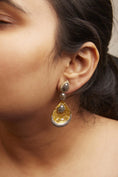 Load image into Gallery viewer, 14K White and Yellow Gold 16 1/4 Cttw Fancy Color Rose Cut Diamond Disc Drop Dangle Statement Earrings (Fancy Colors, I2-I3 Clarity)