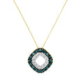 Load image into Gallery viewer, 14K Yellow Gold Plated .925 Sterling Silver 1/2 Cttw Color Treated Diamond Square Pendant Necklace (Blue, Yellow, I2-I3 Clarity)