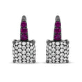 Load image into Gallery viewer, Black Rhodium Plated 18K White Gold 7/8 Cttw Round Diamond and Graduated Red Ruby Drop Earrings (F-G Color, VS1-VS2 Clarity)