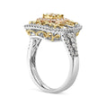 Load image into Gallery viewer, 14K Tri-Toned Gold 1.00 Cttw Yellow Diamond Halo and Milgrain Cocktail Cluster Ring (Yellow/G-H Color, SI1-SI2 Clarity) - Ring Size 7
