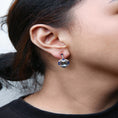 Load image into Gallery viewer, 18K White and Rose Gold and 3/4 Cttw Diamond with Round Blue Sapphire and 13x8mm Cushion Cut Sky Blue Topaz Gemstone Cluster Dangle Earrings (G-H Color, SI1-SI2 Clarity)