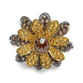 Load image into Gallery viewer, 14K Tri-Toned 3 7/8 Cttw Rose Cut Diamond Cocktail Double Flower and Petal Cocktail Ring (Fancy Color, I1-I2 Clarity) - Size 7