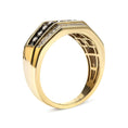 Load image into Gallery viewer, Men's 14K Yellow Gold Plated .925 Sterling Silver 1 1/2 Cttw White and Black Treated Diamond Cluster Ring (Black / I-J Color, I2-I3 Clarity)