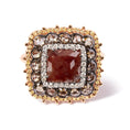 Load image into Gallery viewer, 14K Rose Gold 4 1/3 Cttw Fancy Color Rose Cut Diamond Triple Halo Cocktail Ring (Fancy Color, I1-I2 Clarity) - Size 7