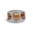 Load image into Gallery viewer, 14K White Gold 7.00 Cttw Fancy Color Rose Cut Diamond 3 Stone Pave Style Ring Band (Fancy Color, I1-I2 Clarity) - Size 7