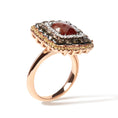 Load image into Gallery viewer, 14K Rose Gold 4 1/3 Cttw Fancy Color Rose Cut Diamond Triple Halo Cocktail Ring (Fancy Color, I1-I2 Clarity) - Size 7