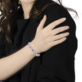 Load image into Gallery viewer, .925 Sterling Silver 7x7 mm Cushion Cut Purple Amethyst and 1/10 cttw Round Cut Diamond Square Shape Tennis Bracelet (I-J Color, I1-I2 Clarity) - 7"
