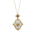 Load image into Gallery viewer, 14K White and Yellow Gold 4.0 Cttw Fancy Color Rose Cut Diamond Antique Style 18" Pendant Necklace (Yellow Color, I1-I2 Clarity)