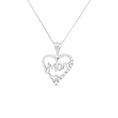 Load image into Gallery viewer, .925 Sterling Silver 1/4 Cttw Round Diamond "Mom" Openwork Heart Pendant 18" Necklace (I-J Color, I2-I3 Clarity)