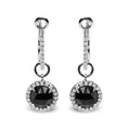 Load image into Gallery viewer, 18K White Gold 1/3 Cttw Diamond and 7mm Round Black Onyx Gemstone Halo Dangle Hoop Earrings (G-H Color, SI1-SI2 Clarity)