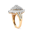 Load image into Gallery viewer, 10K Yellow Gold 1.0 Cttw Round and Baguette-Cut Diamond Cluster Ring (I-J Color, SI2-I1 Clarity)