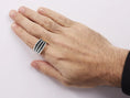 Load image into Gallery viewer, .925 Sterling Silver 1 3/4 Cttw Treated Black and White Alternating Diamond Multi Row Band Ring (Black / I-J Color, I2-I3 Clarity)