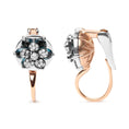 Load image into Gallery viewer, 18K Rose and White Gold 1/3 Cttw Round Diamonds and Round London Blue Topaz Gemstone Cluster Floral Drop Hoop Earrings (G-H Color, SI1-SI2 Clarity)