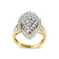 Load image into Gallery viewer, 10K Yellow Gold 1.0 Cttw Round and Baguette-Cut Diamond Cluster Ring (I-J Color, SI2-I1 Clarity)