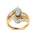 Load image into Gallery viewer, 10K Two-Toned 1/2 Cttw Round And Baguette-Cut Composite Pear Head Diamond Ring (H-I Color, I2-I3 Clarity)