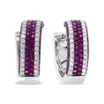 Load image into Gallery viewer, 18K White Gold 1 7/8 Cttw Diamond and 1mm Round Red Ruby Open Swish Hoop Earrings (F-G Color, VS1-VS2 Clarity)