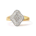 Load image into Gallery viewer, 10K Yellow Gold 1/2 Cttw Round And Baguette-cut Diamond Rhombus Head and Halo Ring (I-J Color, I1-I2 Clarity)