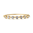 Load image into Gallery viewer, 14K Yellow Gold 1/3 Cttw Round-Cut Diamond and 5MM Oval-Cut Blue Tanzanite Gemstone Bangle Bracelet (H-I Color, I1-I2 Clarity) - Size 7" Inches