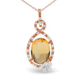 Load image into Gallery viewer, 18K Rose Gold 1/5 Cttw Diamond and Oval Yellow Citrine and Round Orange Sapphire Gemstone Openwork Halo Teardrop with Flower Design 18" Pendant Necklace (G-H Color, SI1-SI2 Clarity)