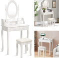 Load image into Gallery viewer, Royal vanity Table Set With 4 Drawer, Makeup Dressing Table W Cushioned Stool, Girls Women Bedroom Furniture Set Oval Mirror