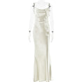Load image into Gallery viewer, Women's Backless Flower Satin Dress