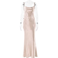 Load image into Gallery viewer, Women's Backless Flower Satin Dress