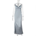 Load image into Gallery viewer, Women's Backless Flower Satin Dress