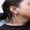 Load image into Gallery viewer, 18K White Gold 1.00 Cttw Brown and White Diamond and 1.3mm Round Green Tsavorite Gemstone Inside Outside Hoop Earrings (Brown and G-H Color, SI1-SI2 Clarity)