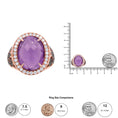 Load image into Gallery viewer, 18K Rose Gold 18x13 MM Oval Cut Purplse Amethyst and 1.00 Cttw Diamond Cocktail Ring (Champagne and F-G Color, VS1-VS2 Clarity)