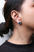 Load image into Gallery viewer, 18K White Gold 3/8 Cttw Diamond and 11x11mm Clover-Cut London Blue Topaz Gemstone Halo Clover Stud Earrings (G-H Color, SI1-SI2 Clarity)