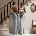 Load image into Gallery viewer, Women's Backless Flower Satin Dress