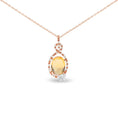 Load image into Gallery viewer, 18K Rose Gold 1/5 Cttw Diamond and Oval Yellow Citrine and Round Orange Sapphire Gemstone Openwork Halo Teardrop with Flower Design 18" Pendant Necklace (G-H Color, SI1-SI2 Clarity)