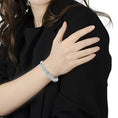 Load image into Gallery viewer, .925 Sterling Silver 7x7 mm Cushion Cut Blue Topaz and 1/10 Ctw Single Cut Diamond Square Shape Tennis Bracelet (I-J Color, I1-I2 Clarity) - 7"