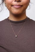 Load image into Gallery viewer, 18K Rose Gold 5/8 Cttw White and Brown Diamond Accent and 7 x 4mm Oval Blue Sapphire Gemstone Statement Halo Cluster Pendant Necklace (Brown and G-H Color, SI1-SI2 Clarity) - Adjustable up to 16" - 18"