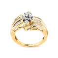 Load image into Gallery viewer, 10K Yellow Gold 1/2 Cttw Round And Baguette-cut Diamond Cluster Head and Channel Set Shank Ring (H-I Color, I1-I2 Clarity)