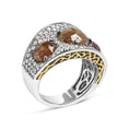Load image into Gallery viewer, 14K White Gold 7.00 Cttw Fancy Color Rose Cut Diamond 3 Stone Pave Style Ring Band (Fancy Color, I1-I2 Clarity) - Size 7