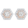 Load image into Gallery viewer, 14K Rose and White Gold 1 7/8 Cttw Round Diamond Double Halo Earring Jacket for 6mm Round Studs (G-H Color, VS2-SI1 Clarity)